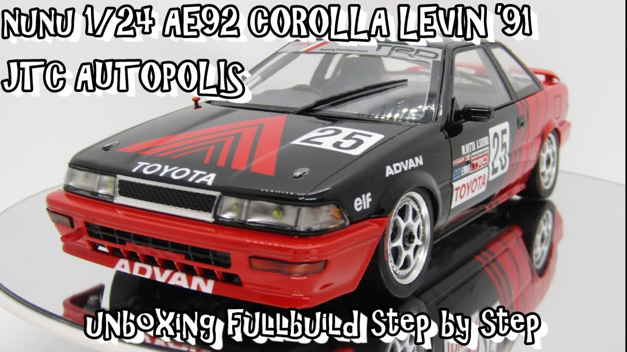 Scale Plastic Model nunu 1/24 AE92 COROLLA LEVIN ’91 JTC AUTOPOLIS unboxing fullbuild step by step