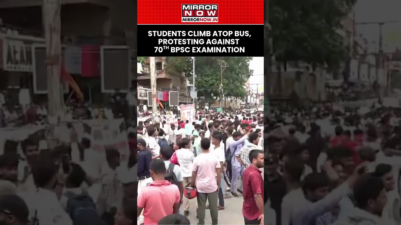 Bihar Protest: Students Climb Atop Bus During Demonstration Against 70th BPSC Exam In Patna #shorts