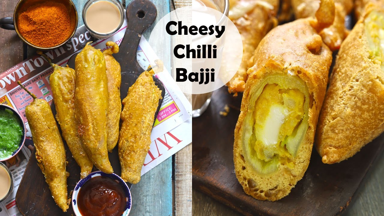 Cheese Stuffed Chilli Bajji | Mirchi Pakoda Recipe