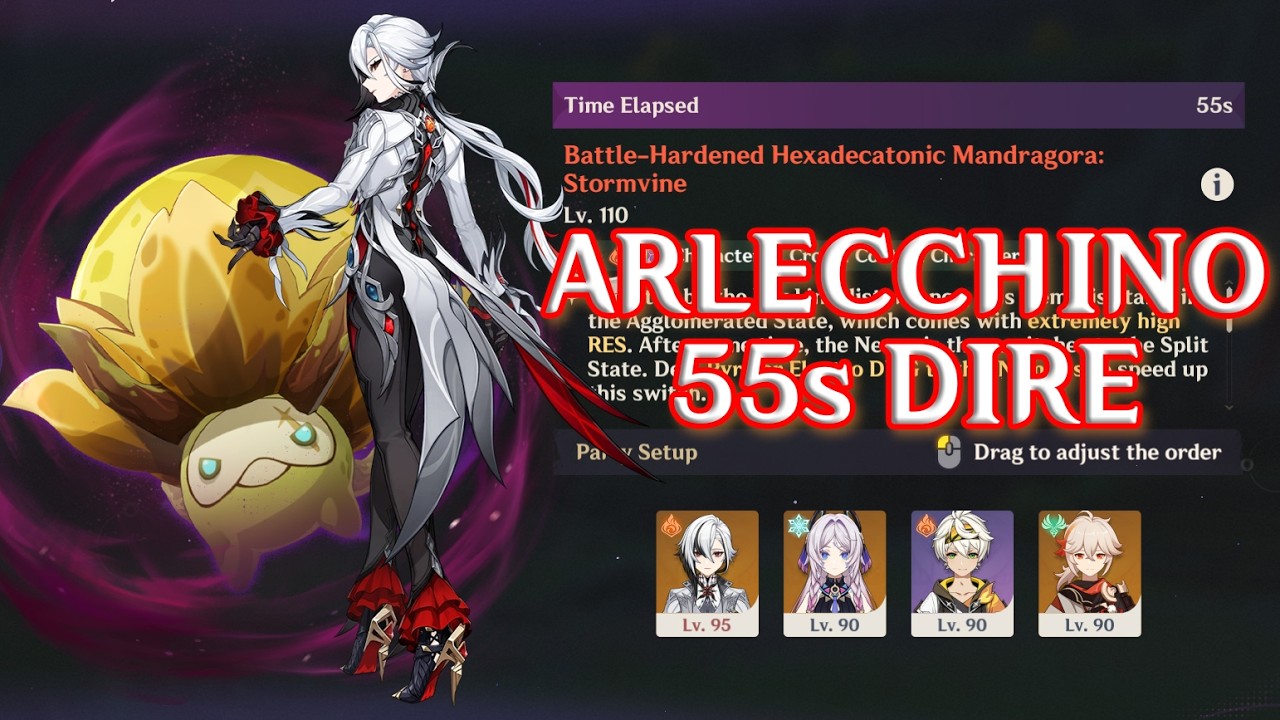 [6.4 Stygian Onslaught] C6R1 Arlecchino 55s DIRE Mandragora | Luna 5