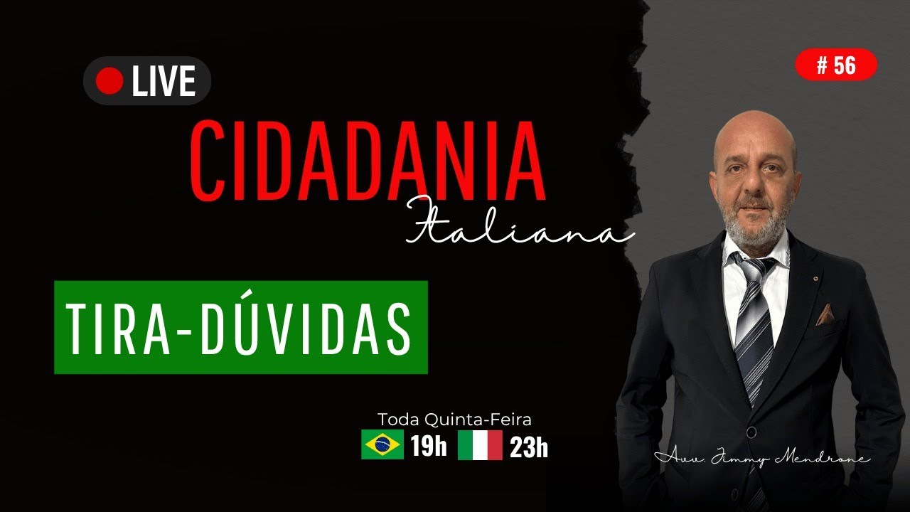 Live Tira Dúvidas as 19h Brasília - Cidadania Italiana Judicial #56
