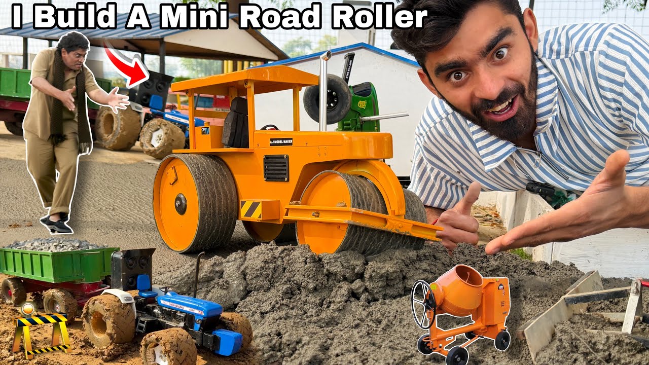 DIY mini road using Road-Roller in mini city. Rc Car and tractor construction @Aakash946 