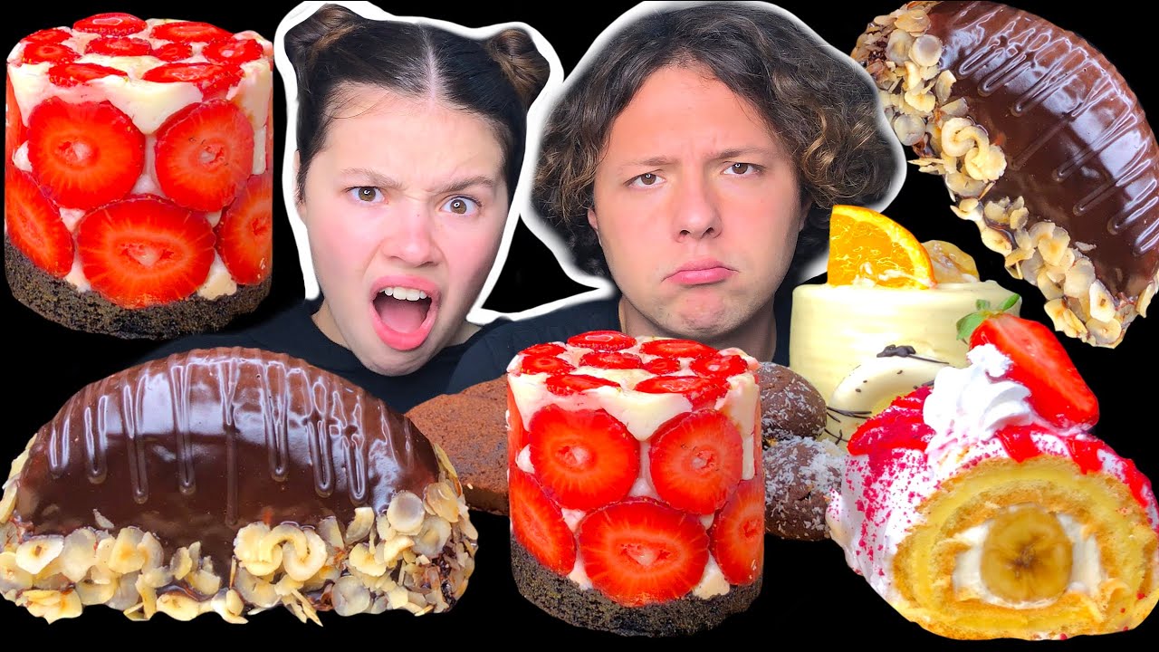 ASMR Chocolate Cake, Banana Swiss Roll Cake Eating Sounds Mukbang 먹방 Tati ASMR