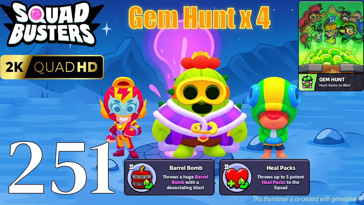 Squad Busters - Walkthrough Gameplay Part 251 - Spike, Leon, Max - Gem Hunt x 4