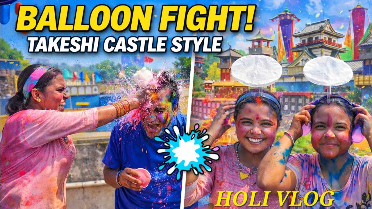 Holi Vlog 2026 🌈   |   Takeshi castle Style Ballon Fight 🤹 |  Full Comedy 