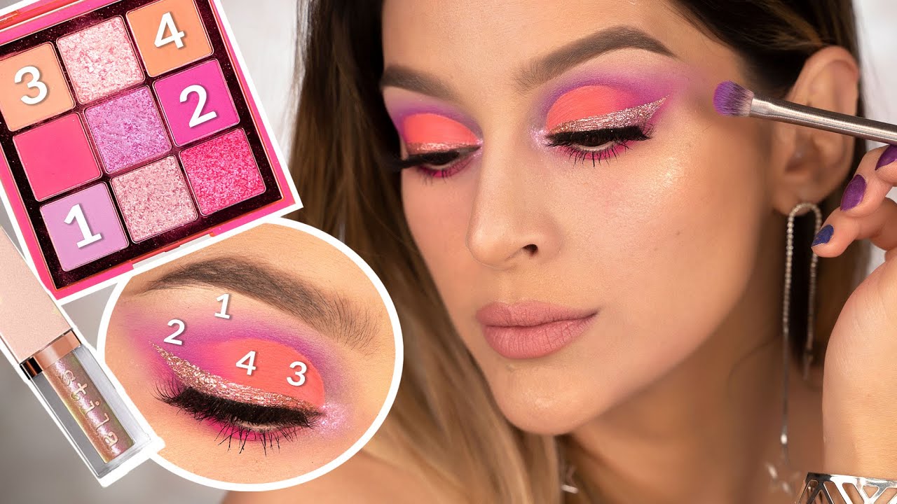 MAQUILLAJE NEON TONOS ROSAS PASO A PASO