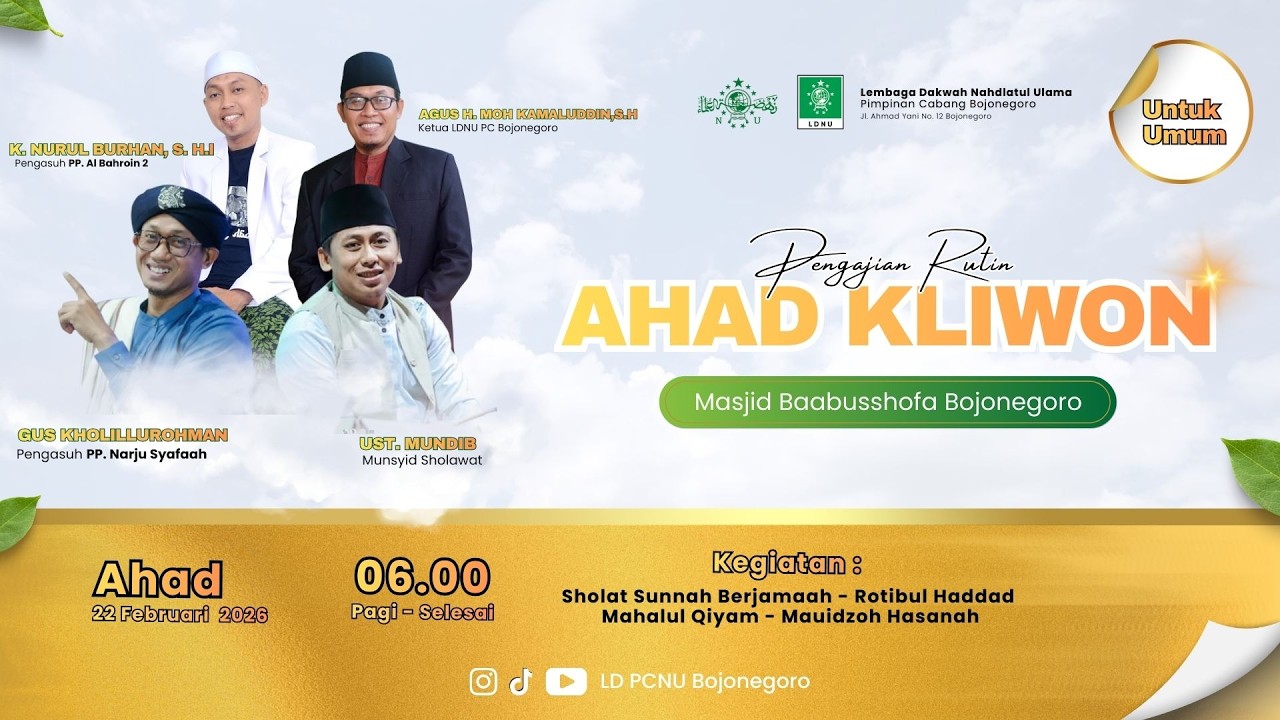 LIVE - PENGAJIAN RUTIN AHAD KLIWON MASJID BAABUS SHOFA BOJONEGORO II 22 FEBRUARI 2026