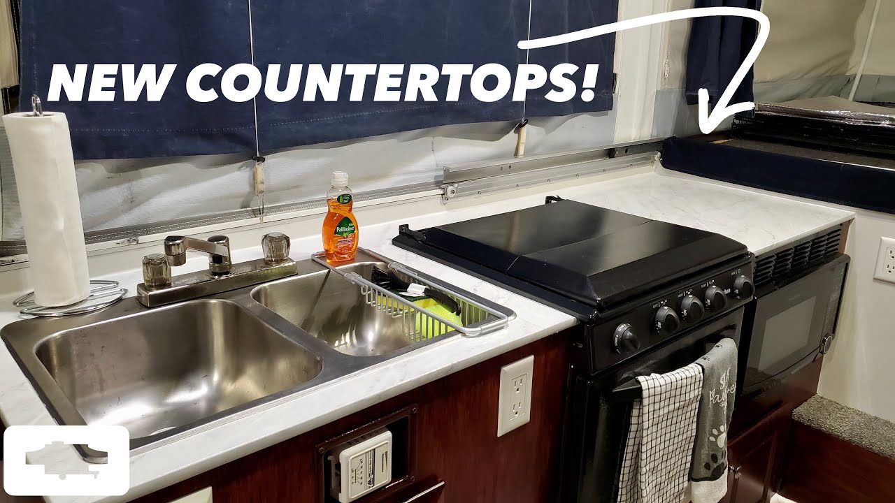 The QUICKEST Method for RENOVATING Your Pop Up Camper’s COUNTERTOPS! | The Highwall Remodel Pt. 3