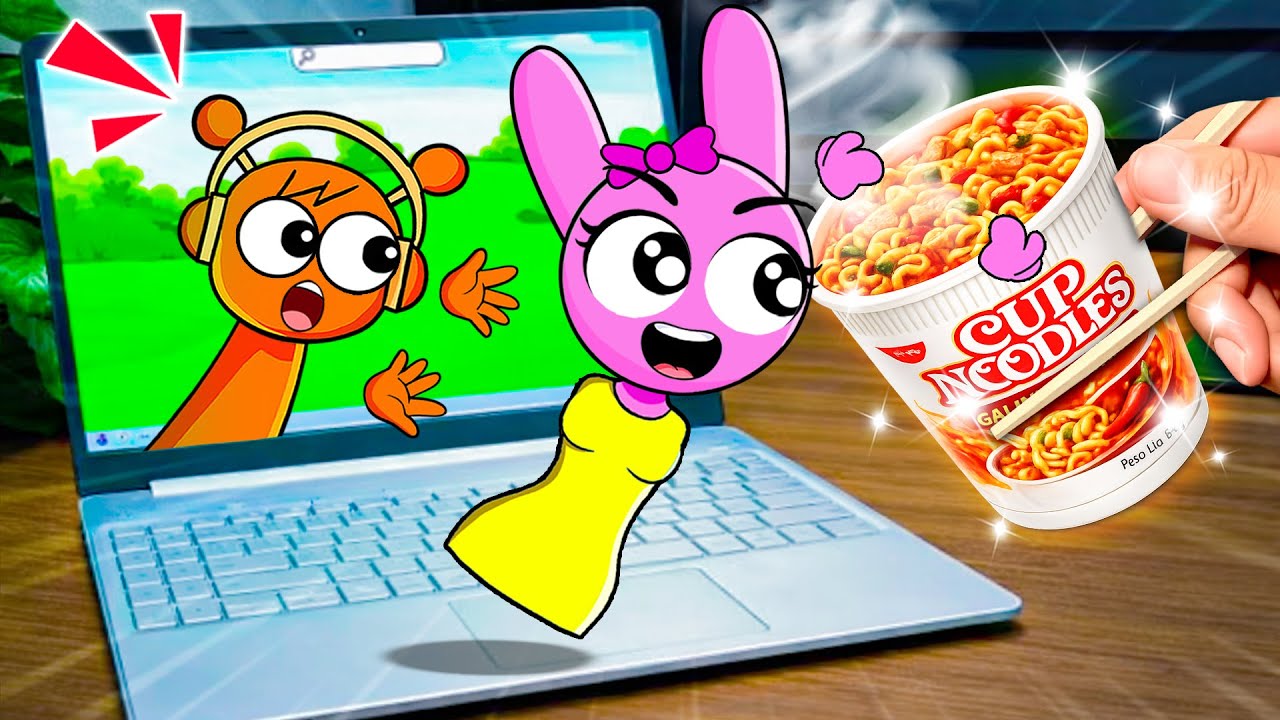 ¡OREN y PINKI escapan de la pantalla!💻🏃‍♂️ ¡Me roban mis fideos! 🍜 | Sprunki in Real Life Español