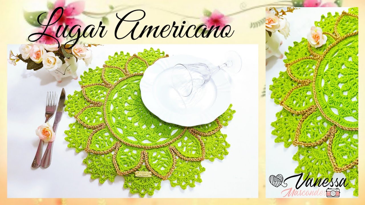 ✨Lugar Americano /Sousplat  de Crochê 💚Mandala do Amor 💚 @VanessaMarcondes