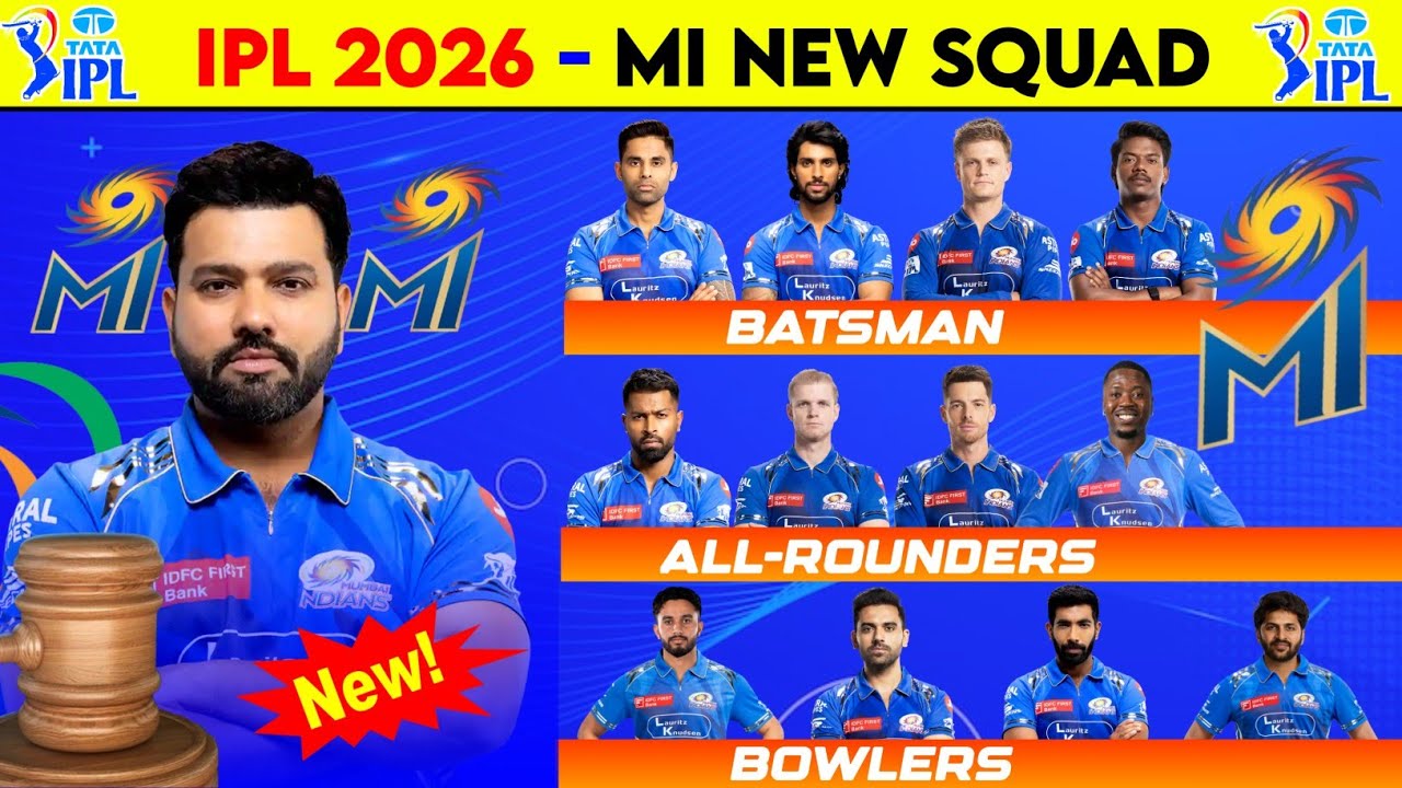 Mumbai Indians Squad 2026 - IPL 2026 Mi Team Squad || Mumbai Indians New Team 2026