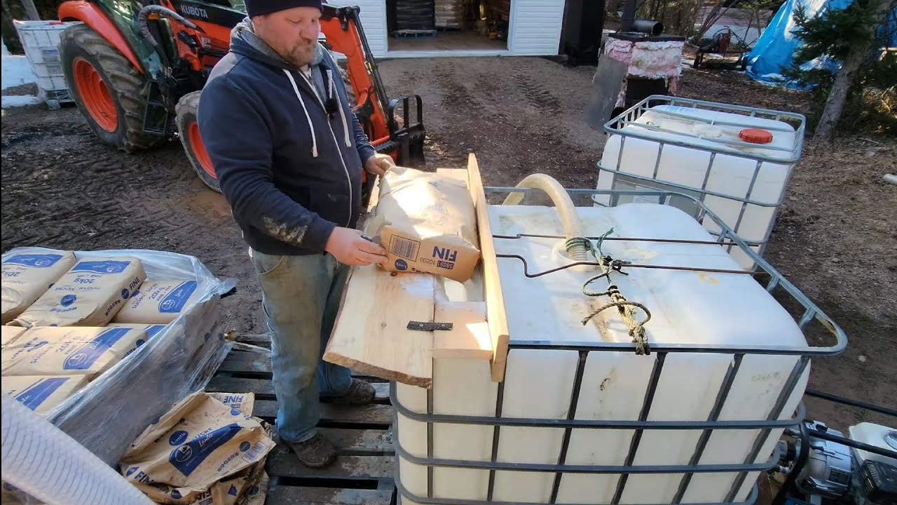 Making sugar syrup for bees.