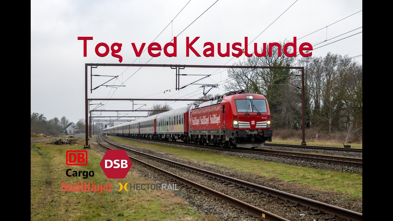 Tog ved Kauslunde (DSB, DB Cargo, Hector Rail og Snälltåget)