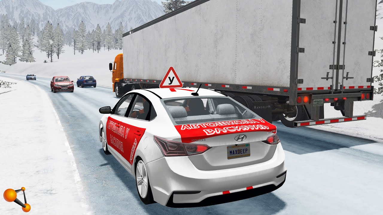 СМЕРТЕЛЬНЫЙ ОБГОН! УЧЕНИК ВЫЕХАЛ В ГОЛОЛЁД | BeamNG.drive