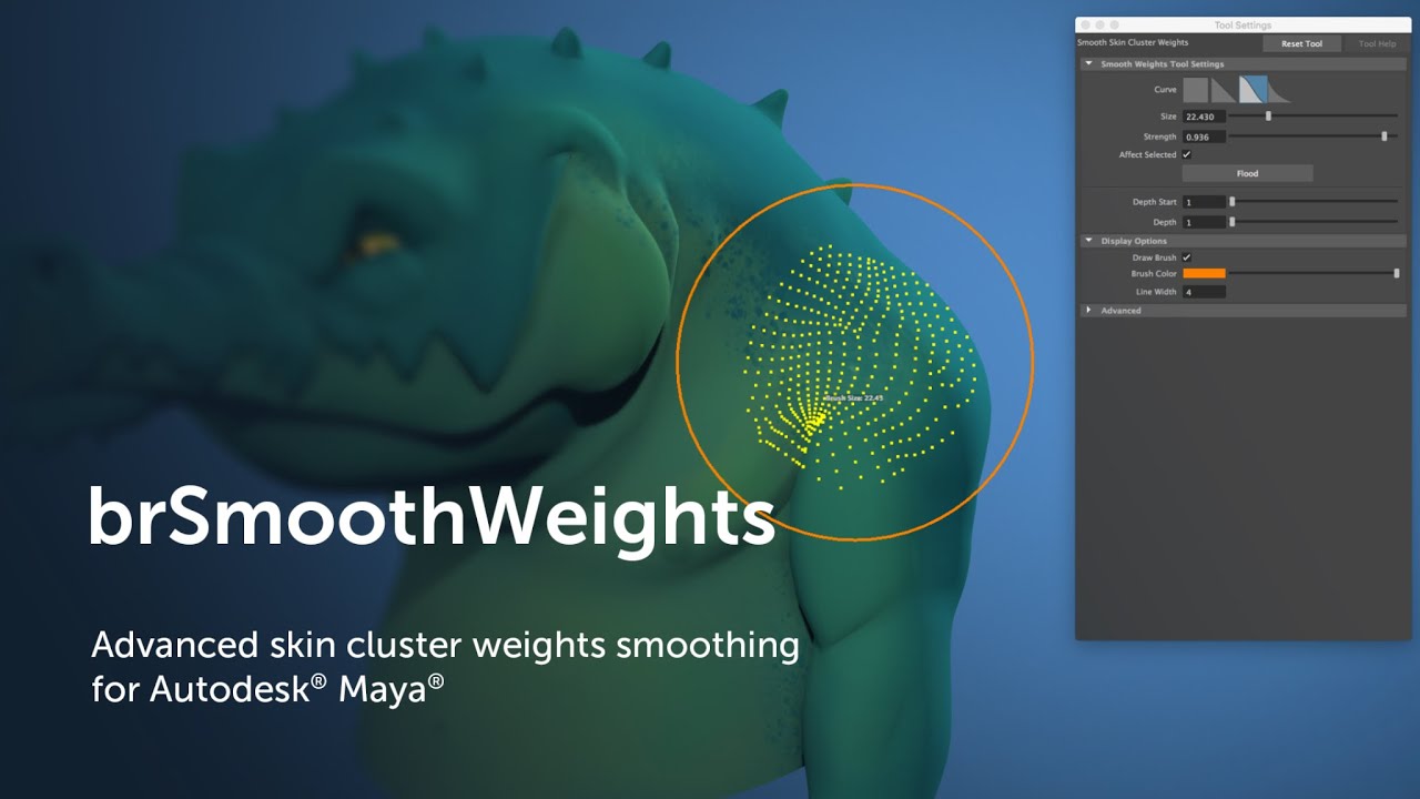 brSmoothWeights - Advanced smoothing of skin cluster weights for Autodesk Maya