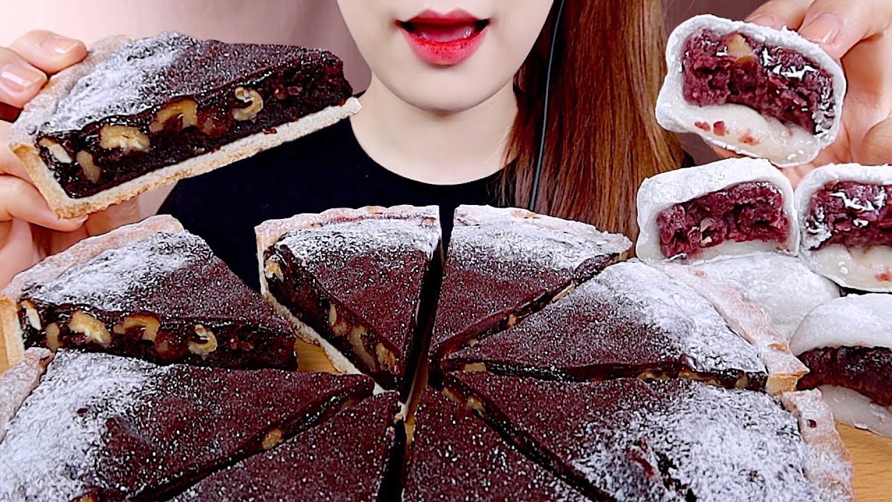 ASMR CHOCOLATE NUTS PIE MUKBANG 초콜릿 호두 파이 먹방 eating sounds