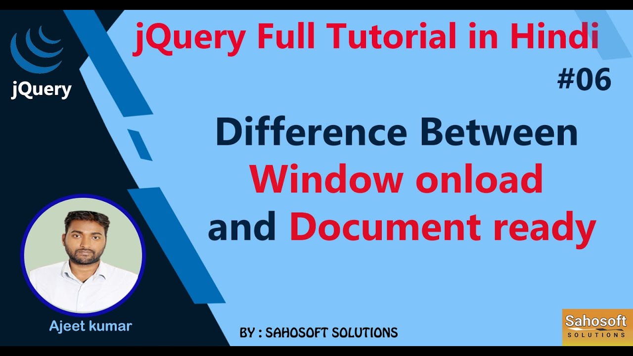 Difference Between Window onload and Document ready : jQuery Full Tutorial in Hindi