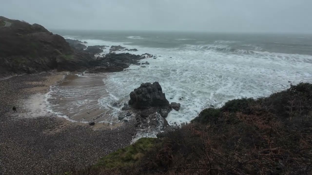 First Spring Storm of 2026 hits coast of Gower Wales . 50 mph winds