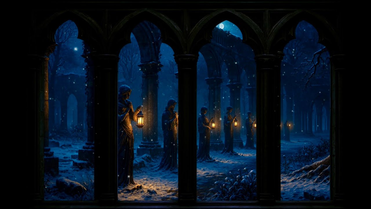 Gothic garden window view ⚔️🕯️ for 4K projector | enjoy and relax 🐦‍⬛
