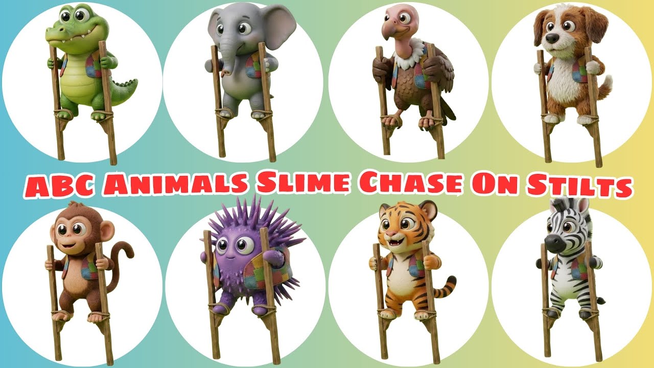 ABC Animals Slime Chase Sounds Song 🐊🐶 Funny Animal Sounds Song for Kids | Learn Alphabet A–Z