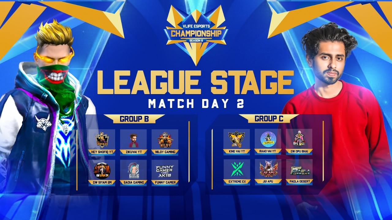 [🔴LIVE] VLIFE ESPORTS CHAMPIONSHIP SEASON-08 | LEAGUE STAGE DAY-2 | FREE FIRE @raadvaiyt829