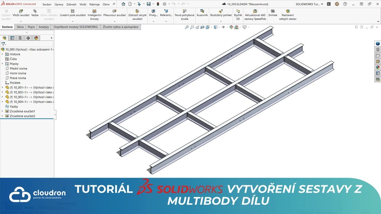 10 Tutoriál SOLIDWORKS: Vytvoření sestavy z multibody dílu – cz/sk