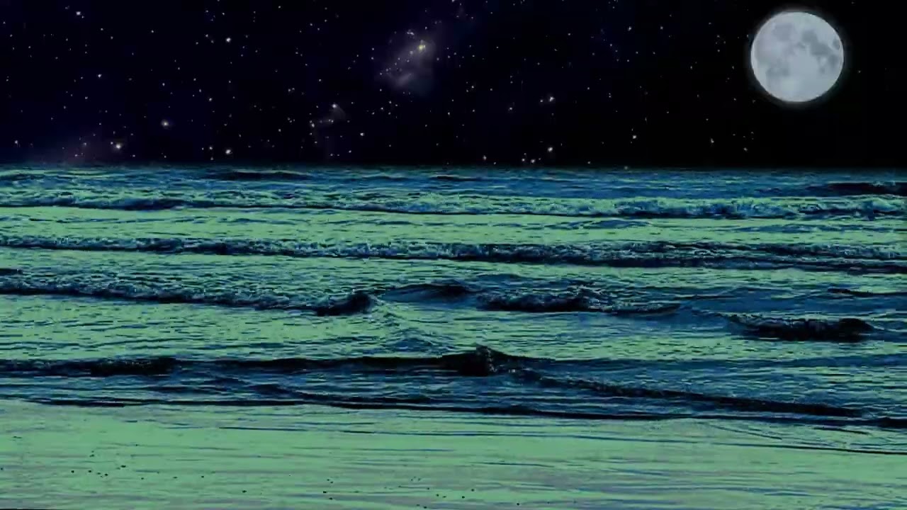 Cold Night Ocean🌊 Powerful Stress Relief | Full Moon Ambience