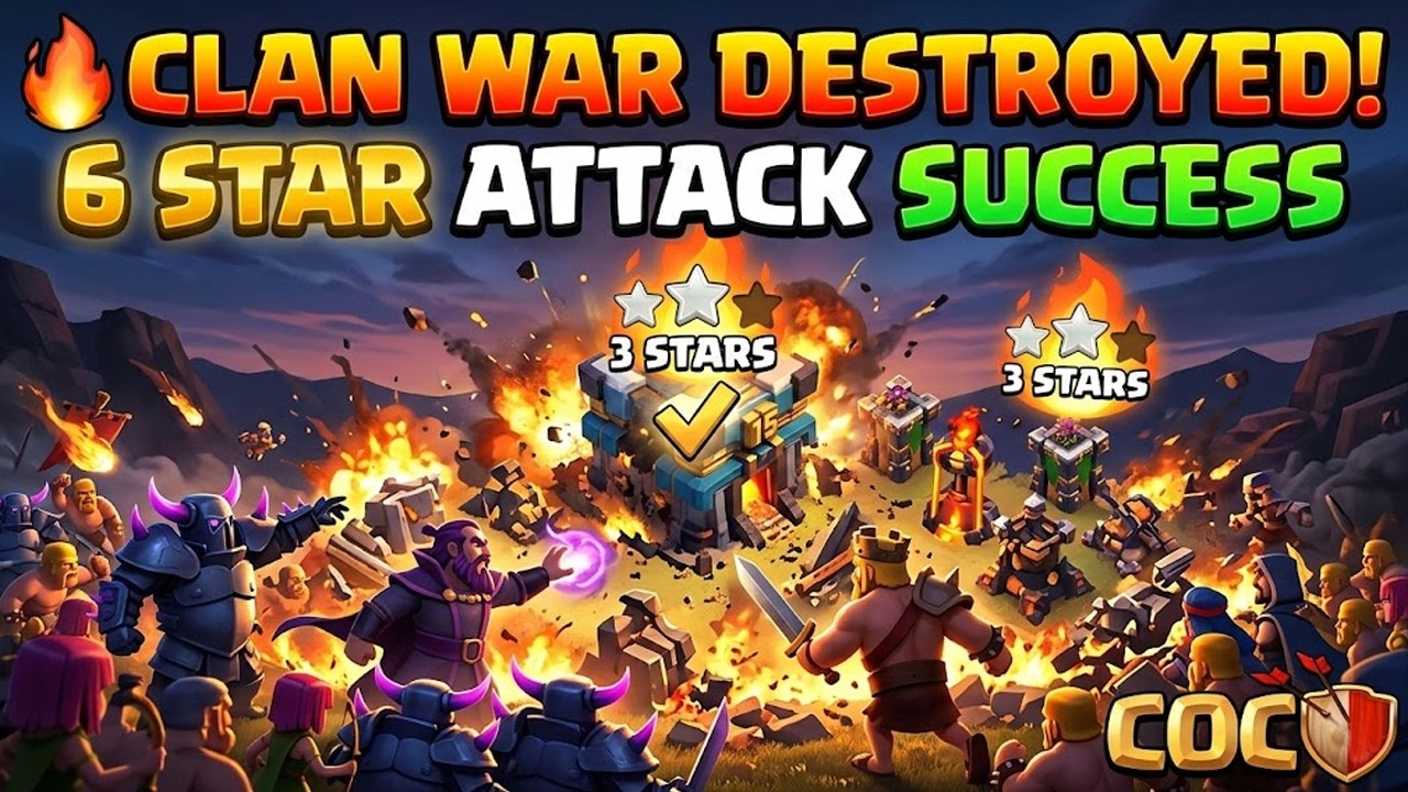 🔥 Clan War Destroyed! 6 Star Attack Success | COC