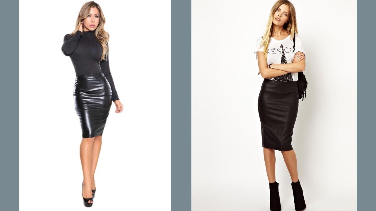 High Waisted Leather Pencil Skirt