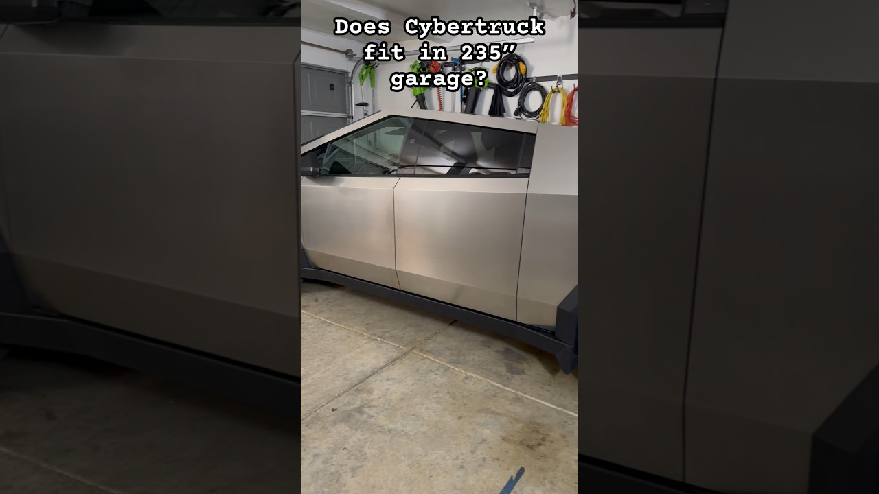 Does Cybertruck fit in a regular 235&rdquo; long garage ? #cybertruck #tesla #ev #pickup #electriccar