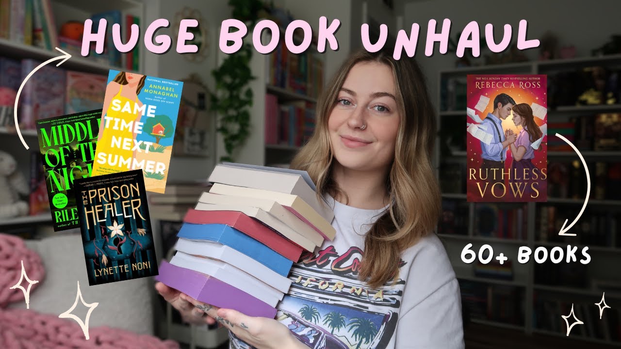 HUGE book unhaul! 60+ books from my shelves + tbr!