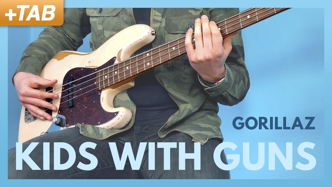 KIDS WITH GUNS - Gorillaz Bass Cover (+ Play Along Tabs)