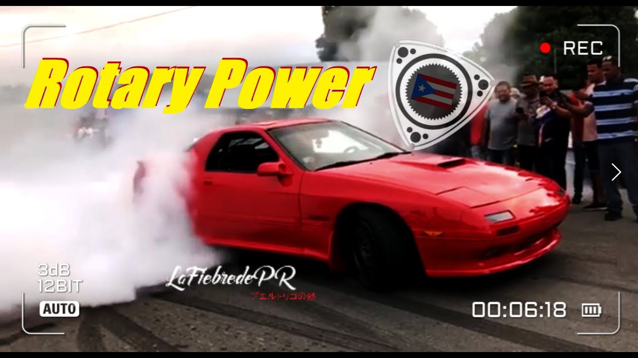 Un Día Normal de un RX7 , RX8 , Starlet Y Samura en Puerto Rico ( Rotary Power + Burnout )