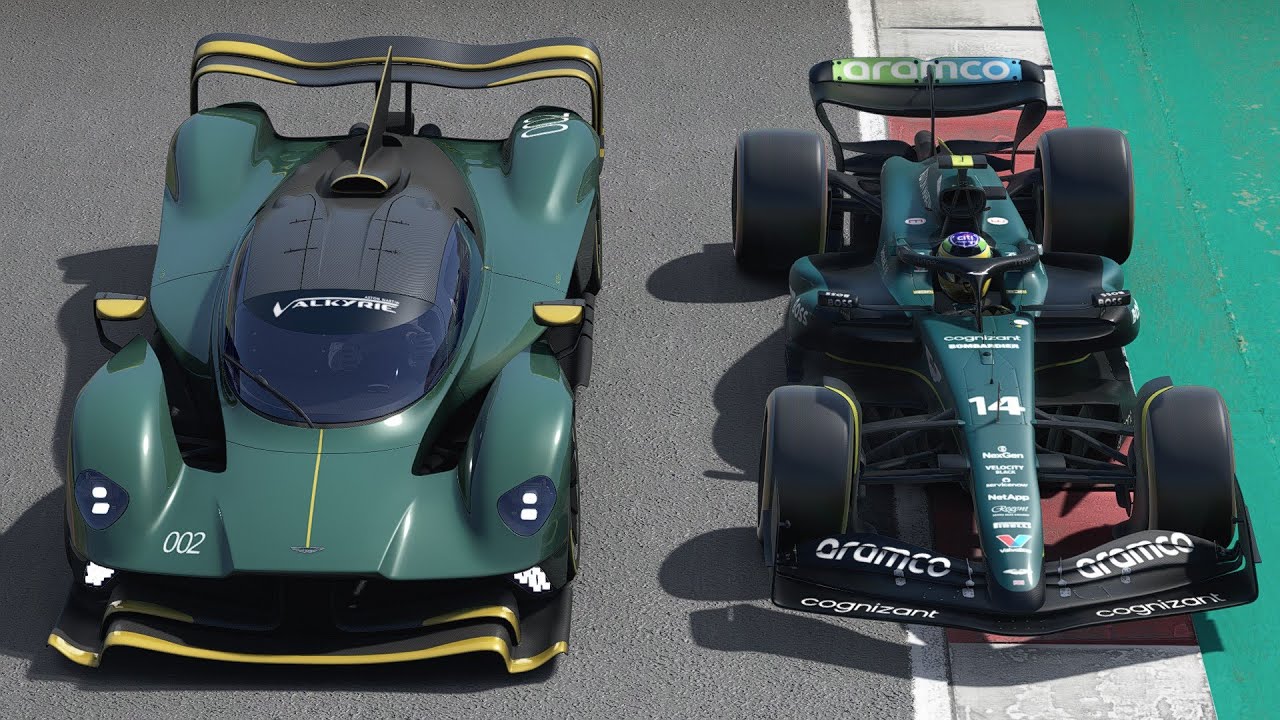 Fernando Alonso Aston Martin AMR24 vs Aston Martin Valkyrie AMR Pro at Circuit of The Americas