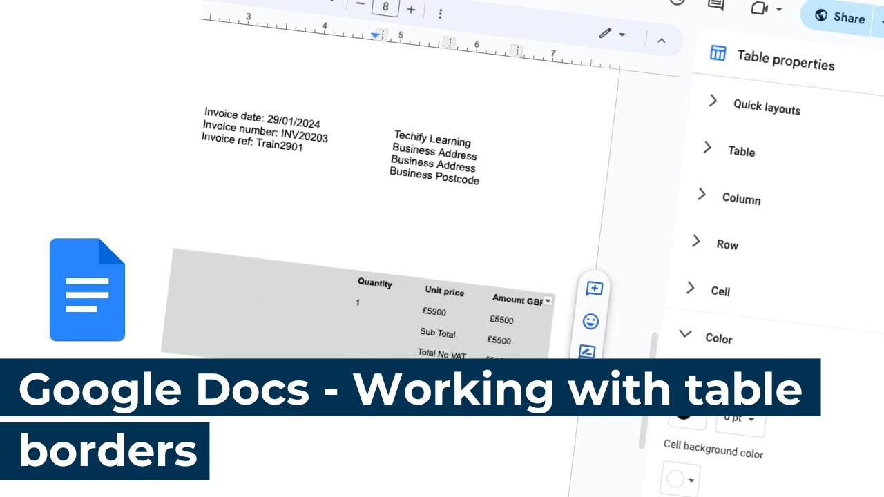 Google Docs &mdash; Работа с границами таблиц