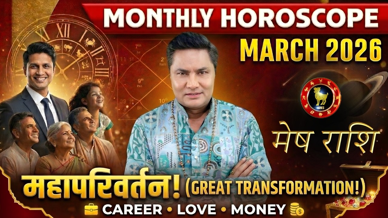 मेष राशि-Aries March Horoscope 2026-मार्च में रुलाएगा या हँसाएगा ? Monthly Horoscope-Suresh Shrimali