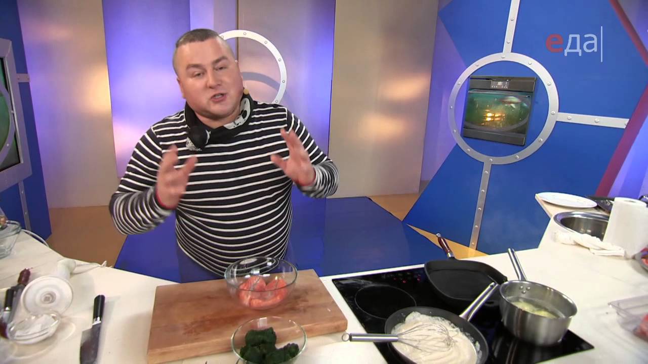 Семга гриль с креветочным соусом