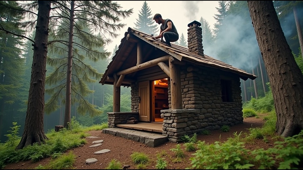 Winter Forest Survival - Flat Roof vs Slanted Roof Shelter