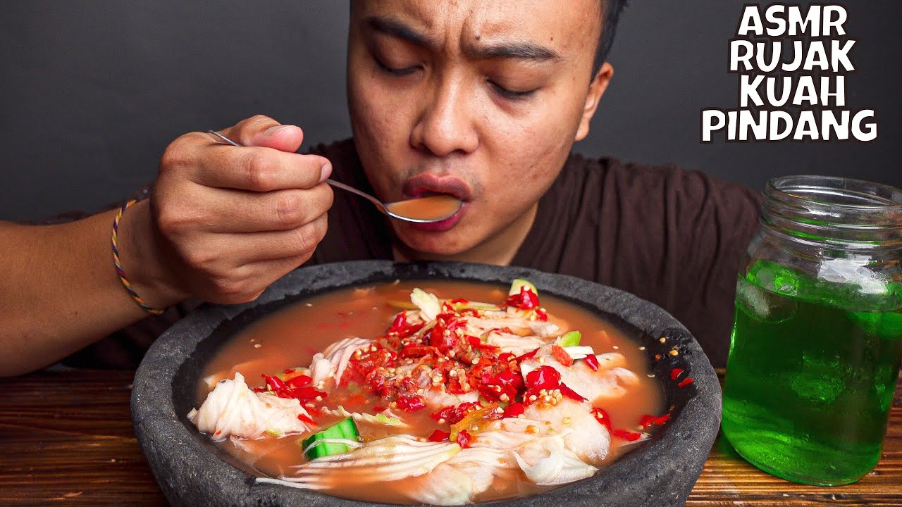 ASMR RUJAK KUAH PINDANG SUPER PEDAS !! MUKBANG RUJAK PEDAS #madukorat