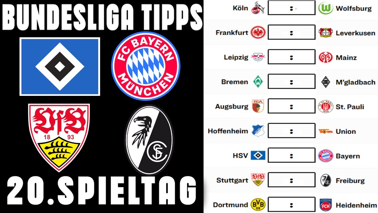Bundesliga Prognose | 20. Spieltag 2025/26 – Alle Tipps & Vorschau zu jedem Spiel!
