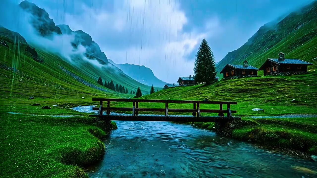 11 Hours Soothing Rainfall to Ease the Mind | Mountain River Rain for Deep Rest