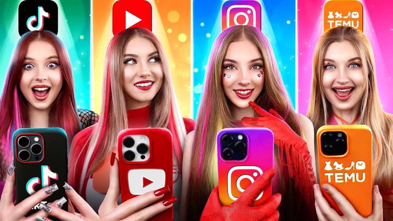 Instagram vs TikTok vs YouTube vs Temu-Mädchen! Wenn Social Media Menschen wären