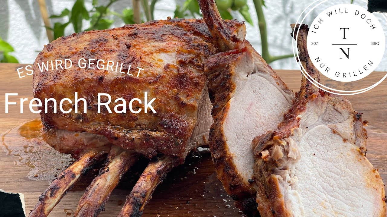 French Rack vom Duroc Schwein auf dem Gasgrill | Karree | Schweinekotelette | ichwilldochnurgrillen