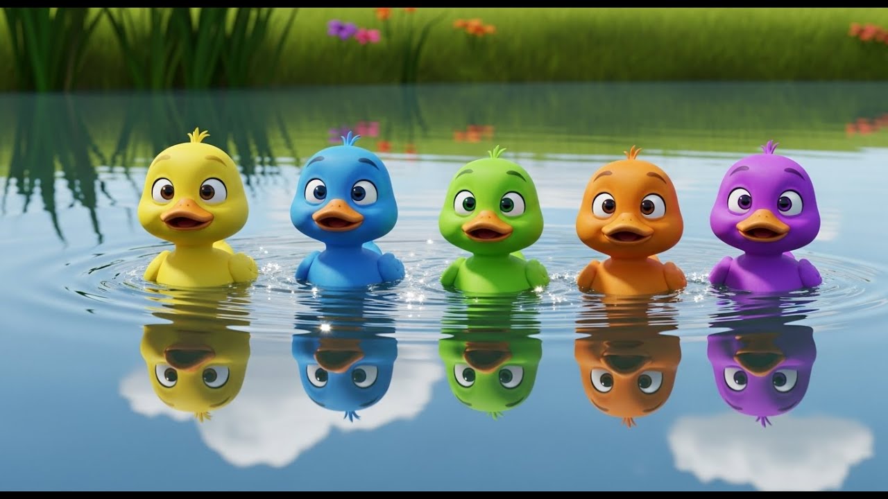 Five Little Ducks Nursery Rhyme | Cute 3D Cartoon Song for Kids Counting Together