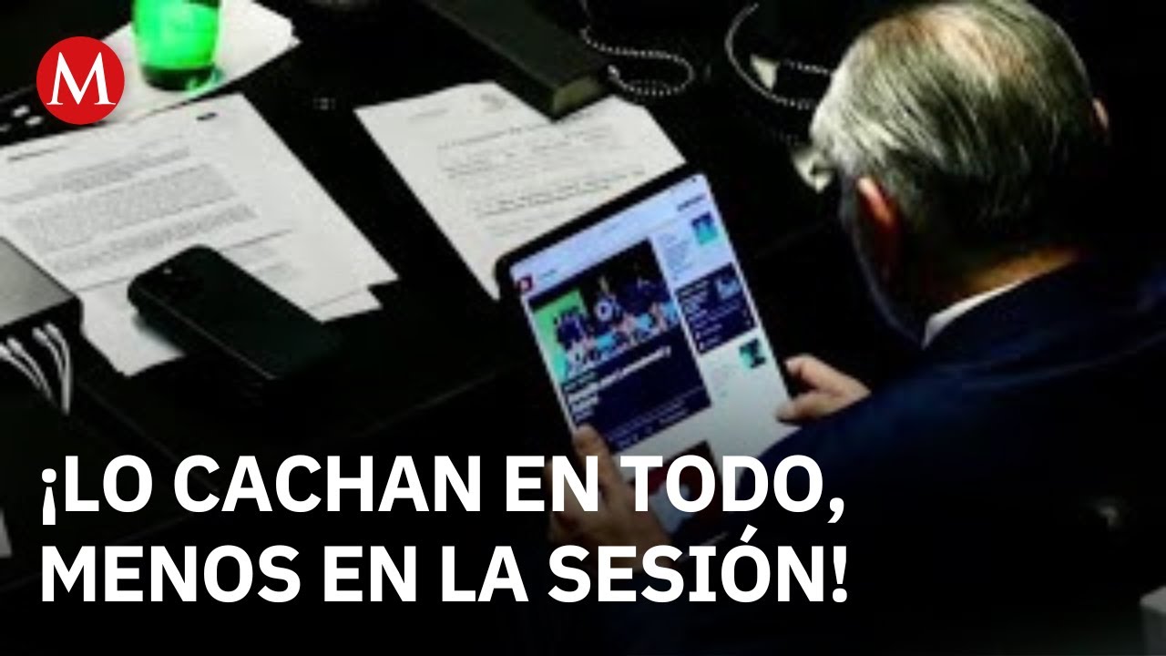 Captan, una vez m&aacute;s, a Ad&aacute;n Augusto L&oacute;pez mirando noticias de deportes en el Senado