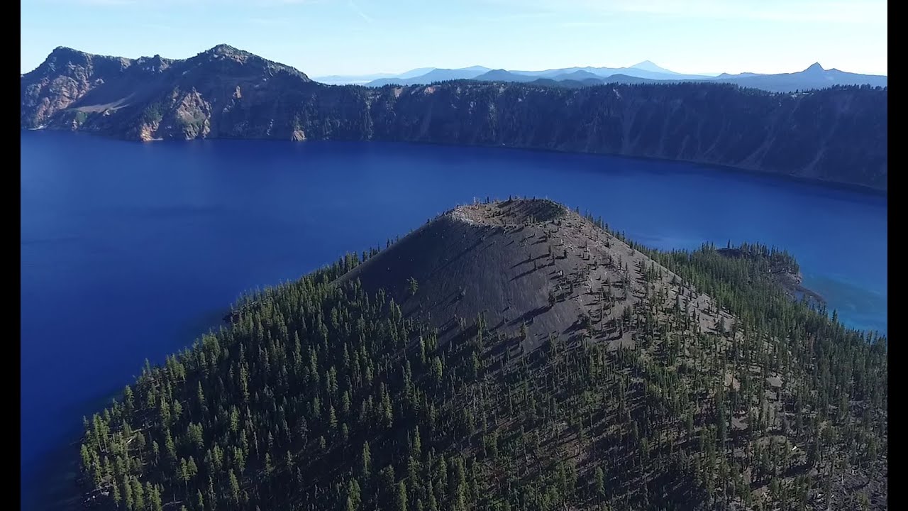 DRONE flight over CRATER LAKE/Wizard Island, OREGON
