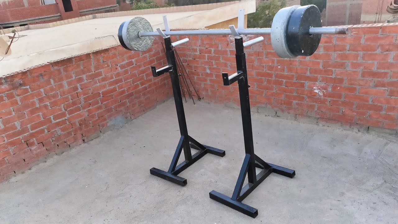 Home made bench press and squat rack machine عمل جهاز تمرين الاسكوات والبنش في المنزل بأقل تكلفة