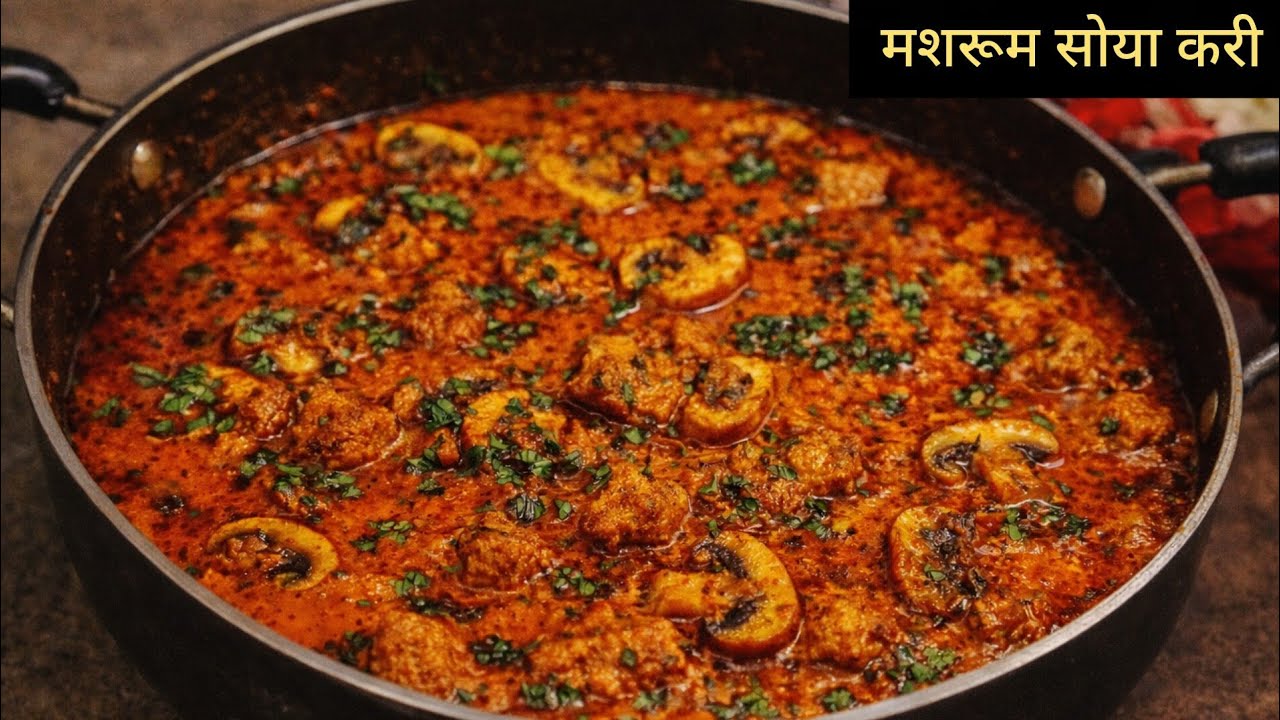 मशरूम सोया करी-ढाबा स्टायल-खाने वाले तो बस वाह वाह करेंगे High Protein - Creamy Mushroom Nutri Curry