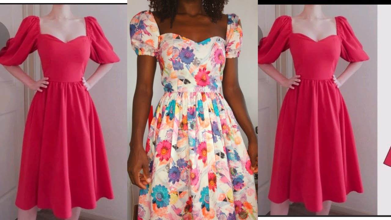 Sweetheart puff sleeve dress Pattern Drafting/Beginners pattern making