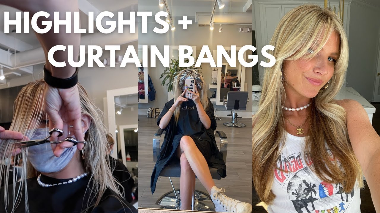 Come to the hair salon with me: highlights + curtain bangs